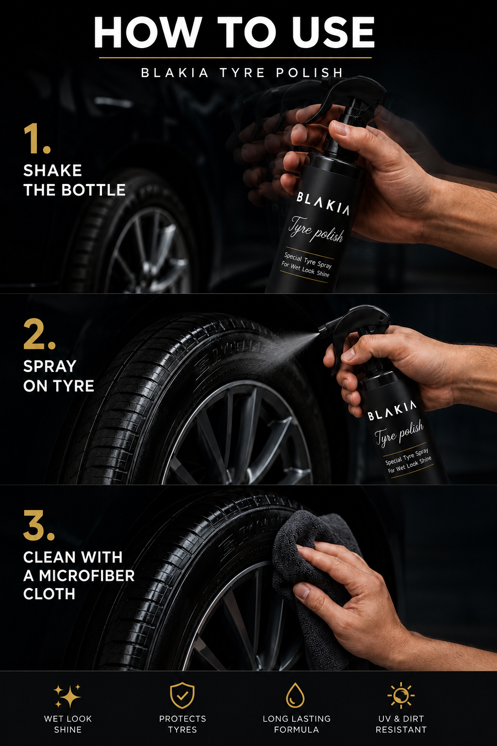 BLAKIA - Special Tyre Spray For Wet Look Shine